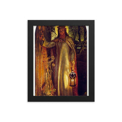 The Light of the World by William Holman Hunt, 1850-1853 framed print on a plain backdrop in size 8"x10".