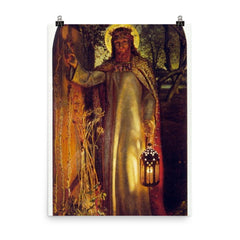 The Light of the World by William Holman Hunt, 1850-1853 poster on a plain backdrop in size 8"x10".