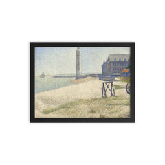 The Lighthouse at Honfleur by Georges Seurat framed print on a plain backdrop in size 12"x16".
