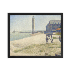 The Lighthouse at Honfleur by Georges Seurat framed print on a plain backdrop in size 16"x20".