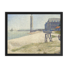 The Lighthouse at Honfleur by Georges Seurat framed print on a plain backdrop in size 18"x24".
