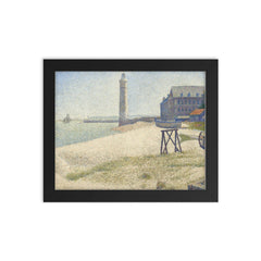 The Lighthouse at Honfleur by Georges Seurat framed print on a plain backdrop in size 8"x10".