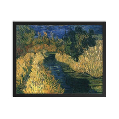 The Little Stream by Vincent van Gogh, 1890 framed print on a plain backdrop in size 16"x20".
