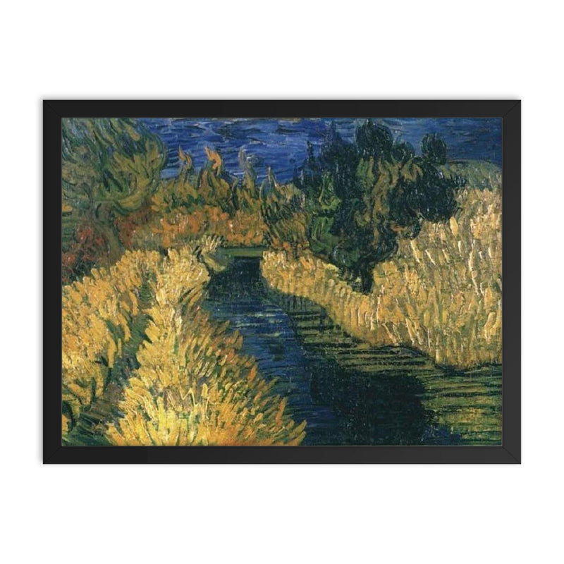 The Little Stream by Vincent van Gogh, 1890 framed print on a plain backdrop in size 18