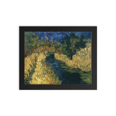 The Little Stream by Vincent van Gogh, 1890 framed print on a plain backdrop in size 8"x10".