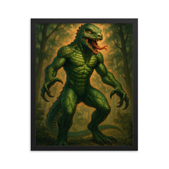 The Lizard Man of Bishopville framed print on a plain backdrop in size 16"x20".