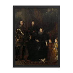 The Lomellini Family by Anthony van Dyck, 1623 framed print on a plain backdrop in size 18"x24".
