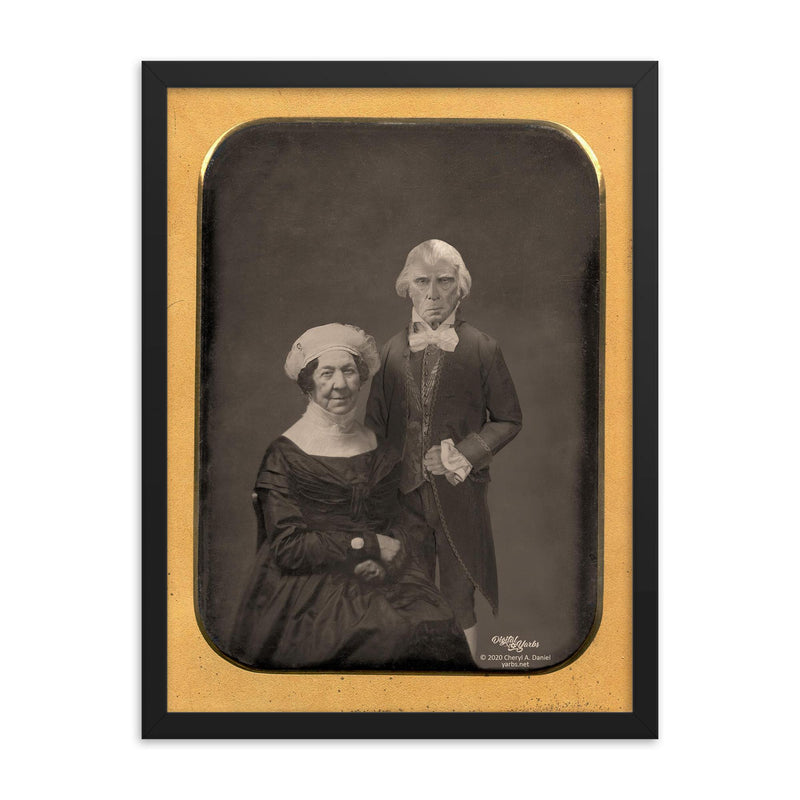 The Lost Daguerreotype of James and Dolley Madison framed print on a plain backdrop in size 18