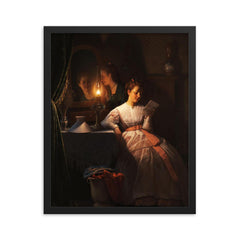 The Love Letter by Petrus van Schendel framed print on a plain backdrop in size 16"x20".