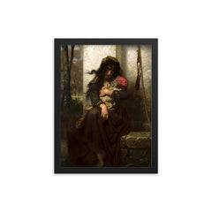 The Lunatic of Etretat by Hugues Merle framed print on a plain backdrop in size 12"x16".