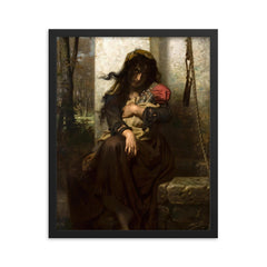 The Lunatic of Etretat by Hugues Merle framed print on a plain backdrop in size 16"x20".