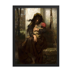 The Lunatic of Etretat by Hugues Merle framed print on a plain backdrop in size 18"x24".