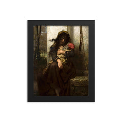The Lunatic of Etretat by Hugues Merle framed print on a plain backdrop in size 8"x10".