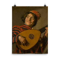 The Lute Player by Frans Hals, 1623-1624 poster on a plain backdrop in size 8"x10".