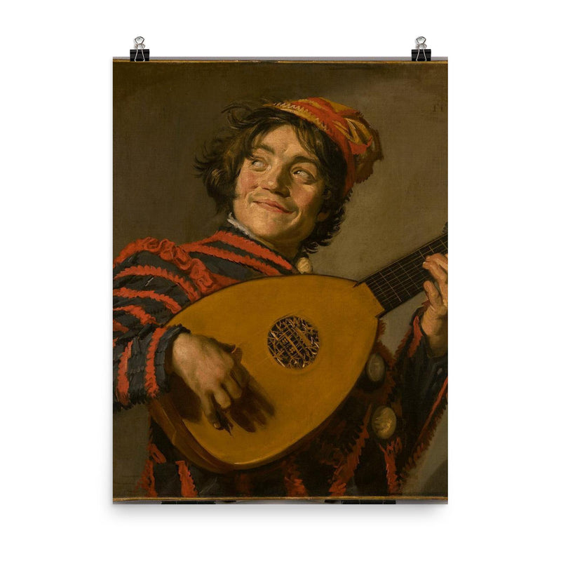 The Lute Player by Frans Hals, 1623-1624 poster on a plain backdrop in size 8