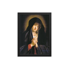 The Madonna in Sorrow by Giovanni Battista Salvi da Sassoferrato framed print on a plain backdrop in size 12"x16".