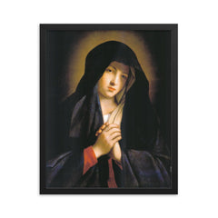 The Madonna in Sorrow by Giovanni Battista Salvi da Sassoferrato framed print on a plain backdrop in size 16"x20".