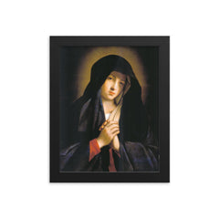 The Madonna in Sorrow by Giovanni Battista Salvi da Sassoferrato framed print on a plain backdrop in size 8"x10".