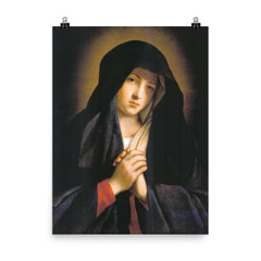 The Madonna in Sorrow by Giovanni Battista Salvi da Sassoferrato poster on a plain backdrop in size 8"x10".