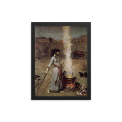 The Magic Circle by John William Waterhouse framed print on a plain backdrop in size 12"x16".