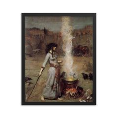 The Magic Circle by John William Waterhouse framed print on a plain backdrop in size 16"x20".