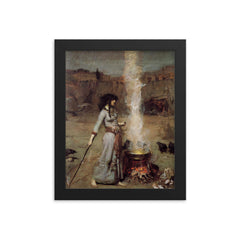 The Magic Circle by John William Waterhouse framed print on a plain backdrop in size 8"x10".