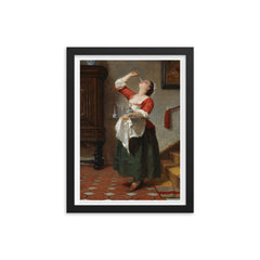 The Maid by Wilhelm August Lebrecht Amberg framed print on a plain backdrop in size 12"x16".