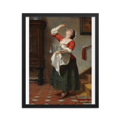 The Maid by Wilhelm August Lebrecht Amberg framed print on a plain backdrop in size 16"x20".