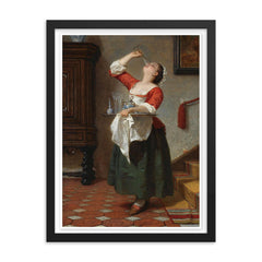 The Maid by Wilhelm August Lebrecht Amberg framed print on a plain backdrop in size 18"x24".