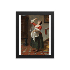 The Maid by Wilhelm August Lebrecht Amberg framed print on a plain backdrop in size 8"x10".
