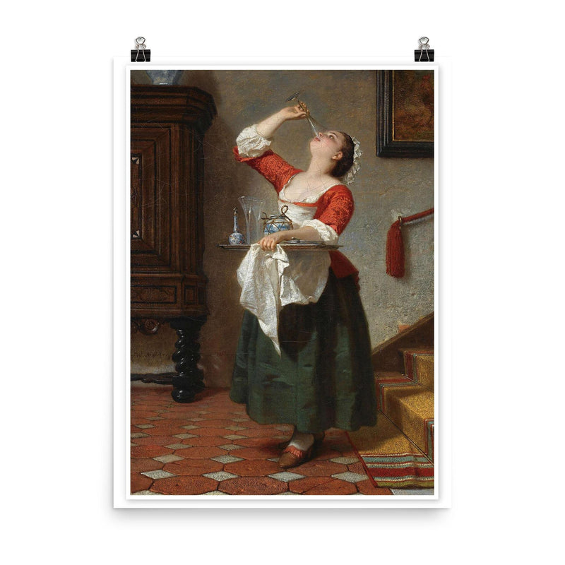 The Maid by Wilhelm August Lebrecht Amberg poster on a plain backdrop in size 8