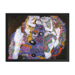 The Maiden by Gustav Klimt framed print on a plain backdrop in size 18"x24".