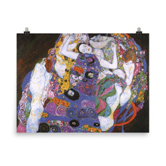 The Maiden by Gustav Klimt poster on a plain backdrop in size 8"x10".