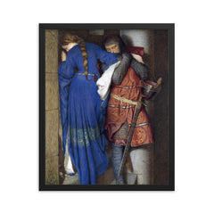 The Meeting on the Turret Stairs by Frederic William Burton, 1864 framed print on a plain backdrop in size 16"x20".