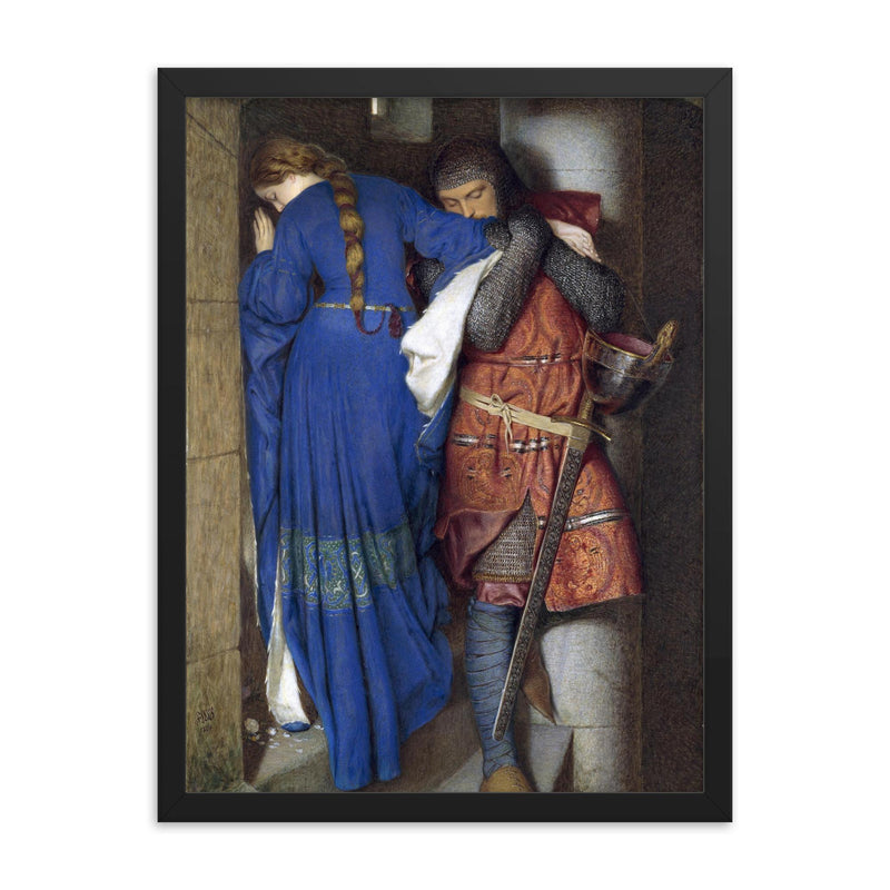 The Meeting on the Turret Stairs by Frederic William Burton, 1864 framed print on a plain backdrop in size 18