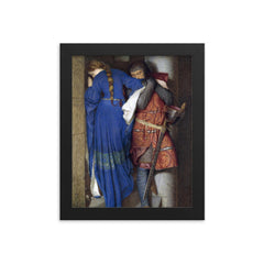The Meeting on the Turret Stairs by Frederic William Burton, 1864 framed print on a plain backdrop in size 8"x10".