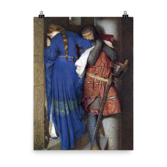 The Meeting on the Turret Stairs by Frederic William Burton, 1864 poster on a plain backdrop in size 8"x10".