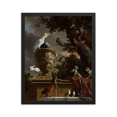 The Menagerie by Melchior d'Hondecoeter, 1690 framed print on a plain backdrop in size 16"x20".