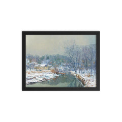 The Mill in Winter by Edward Willis Redfield framed print on a plain backdrop in size 12"x16".