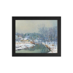 The Mill in Winter by Edward Willis Redfield framed print on a plain backdrop in size 8"x10".