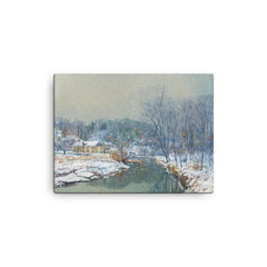 The Mill in Winter by Edward Willis Redfield, 1921 canvas print on a plain backdrop in size 12"x16".