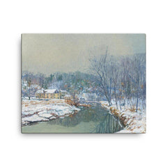 The Mill in Winter by Edward Willis Redfield, 1921 canvas print on a plain backdrop in size 16"x20".