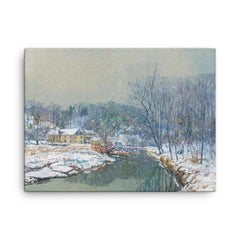 The Mill in Winter by Edward Willis Redfield, 1921 canvas print on a plain backdrop in size 18"x24".