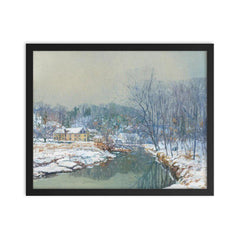 The Mill in Winter by Edward Willis Redfield, 1921 framed print on a plain backdrop in size 16"x20".