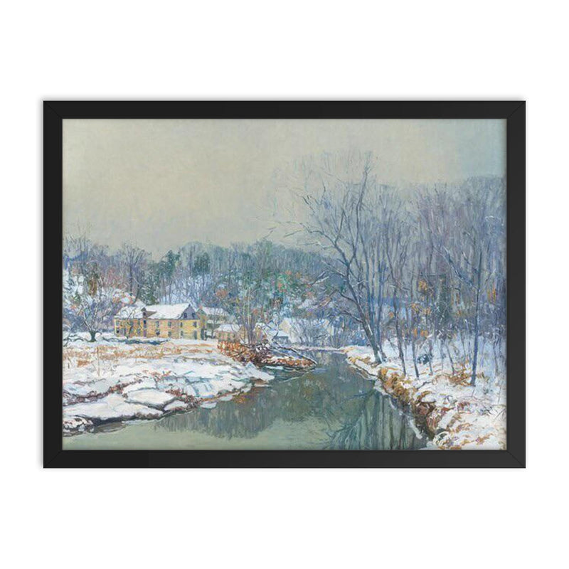 The Mill in Winter by Edward Willis Redfield, 1921 framed print on a plain backdrop in size 18