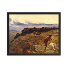 The Miracle of the Gaderene Swine by Briton Riviere framed print on a plain backdrop in size 16"x20".