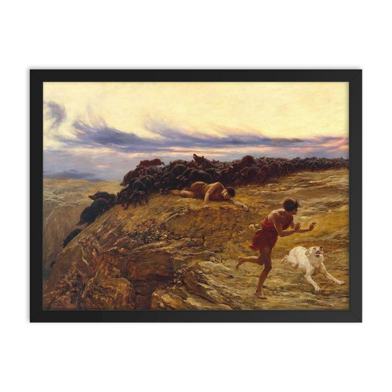 The Miracle of the Gaderene Swine by Briton Riviere framed print on a plain backdrop in size 18