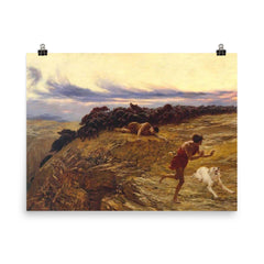 The Miracle of the Gaderene Swine by Briton Riviere poster on a plain backdrop in size 8"x10".