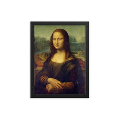 The Mona Lisa framed print on a plain backdrop in size 12"x16".