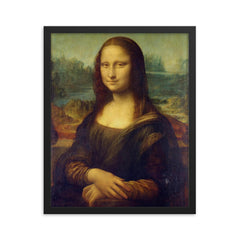 The Mona Lisa framed print on a plain backdrop in size 16"x20".